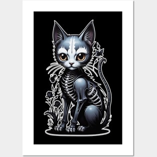 Black Skeleton Cat 3 Posters and Art